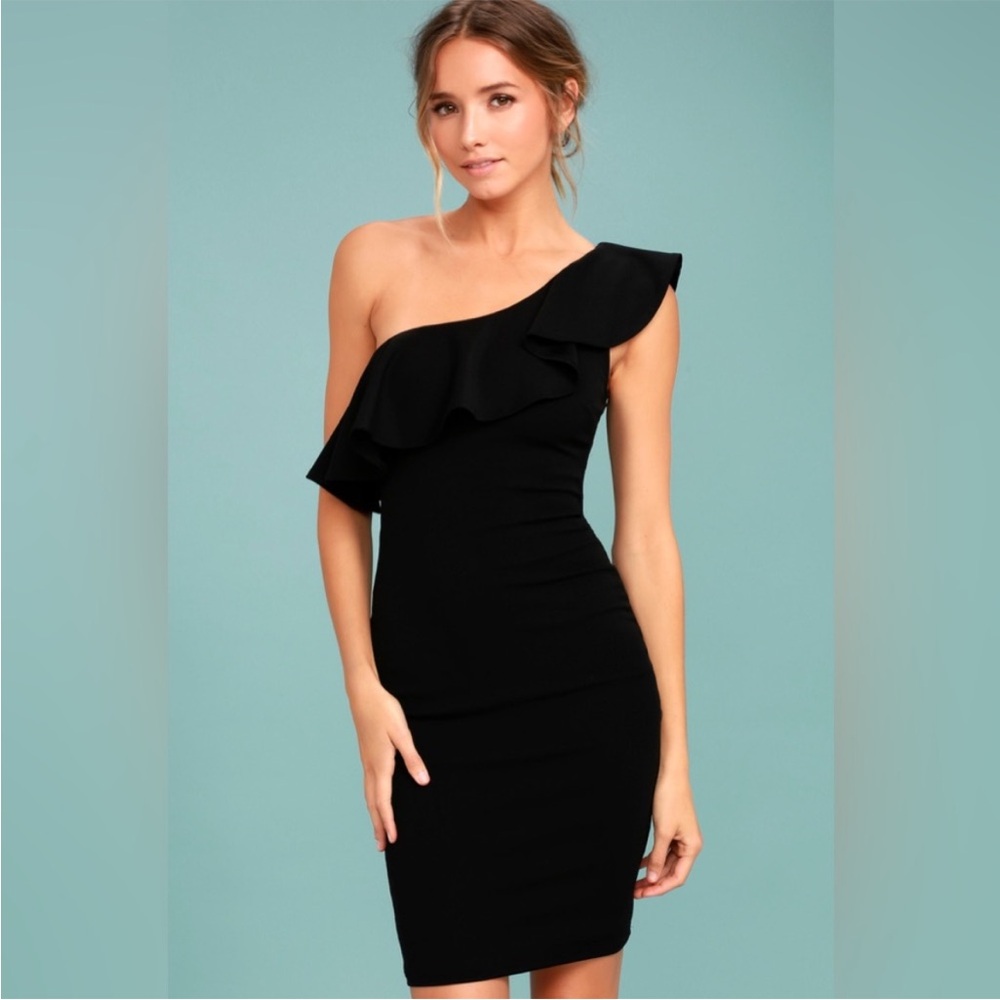 Lulus Black One-Shoulder Bodycon Dress - Picture 2 of 9